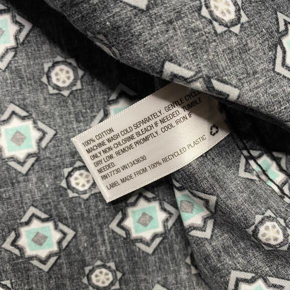 Original Use Button Down, Casual Geometric Short Sleeve Top - Picture 5 of 7